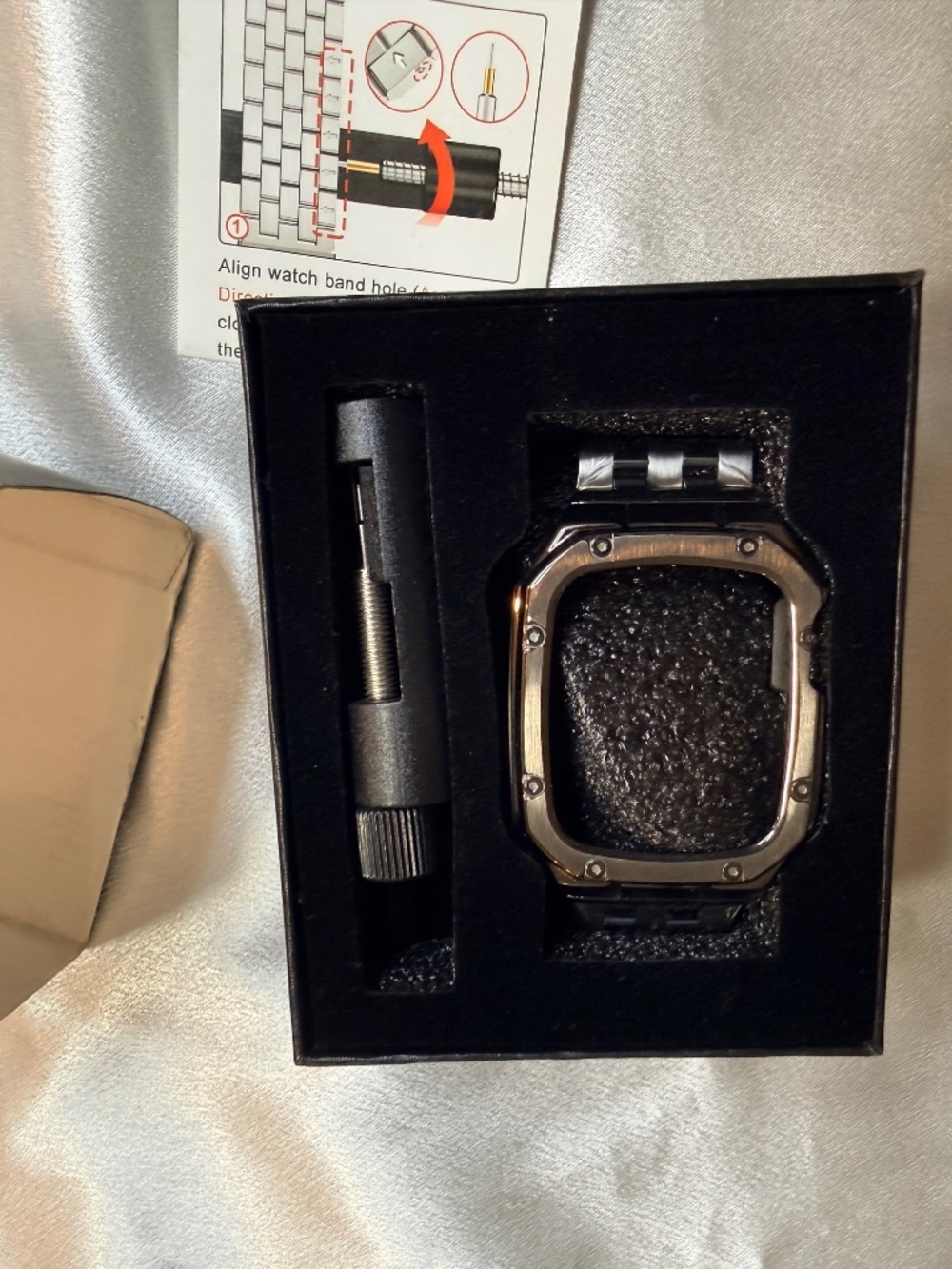 MioHHR Stainless Steel Apple Watch Band with Rugged Case Black Silver New